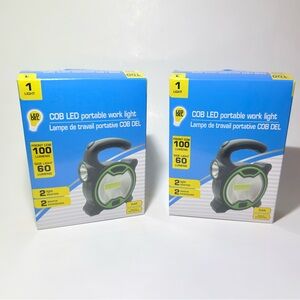 Set of 2 COB LED Portable Work Lights 100/60 Lumens Handheld Flashlight NEW